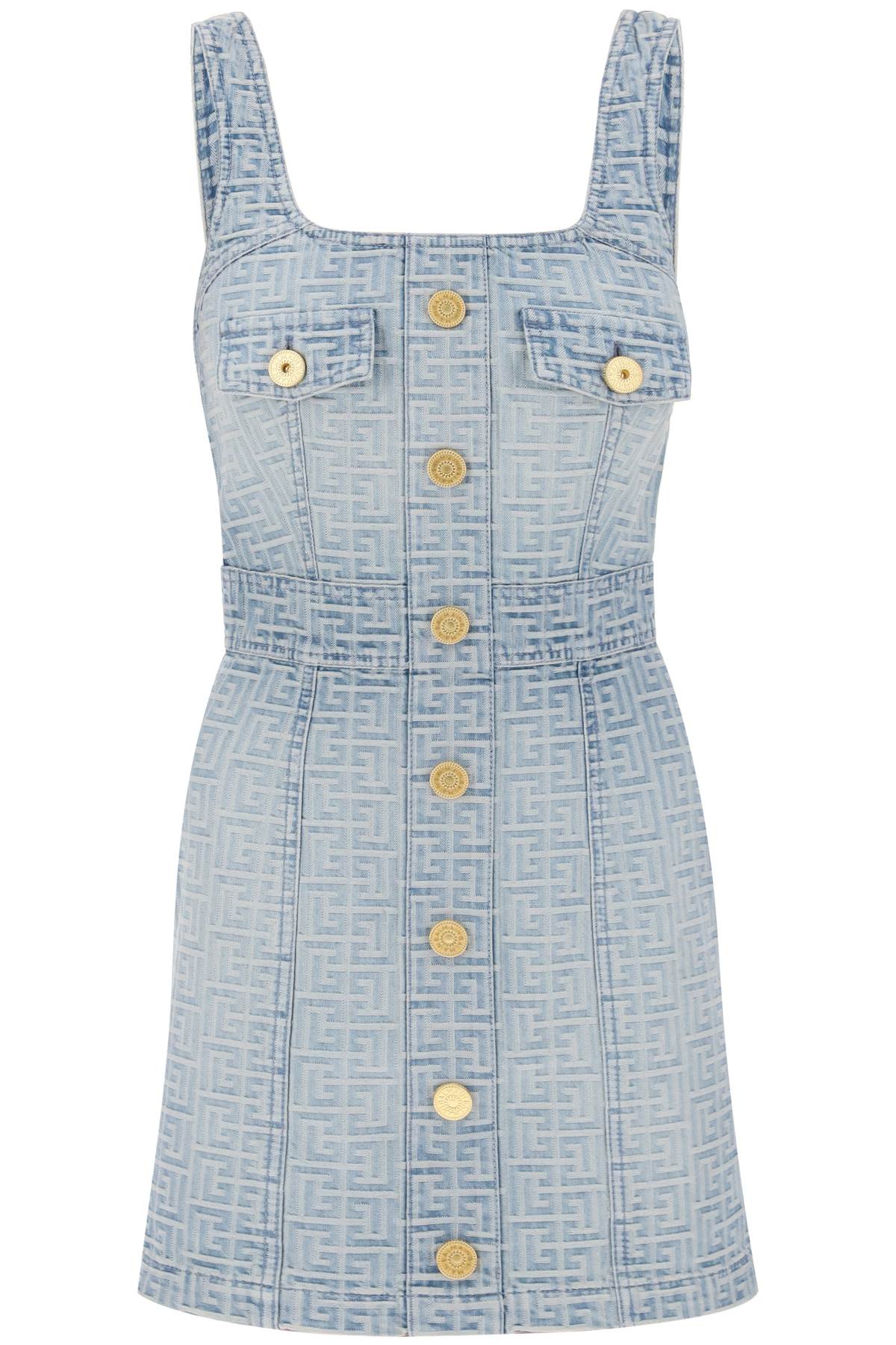 Balmain mini dress in monogram denim