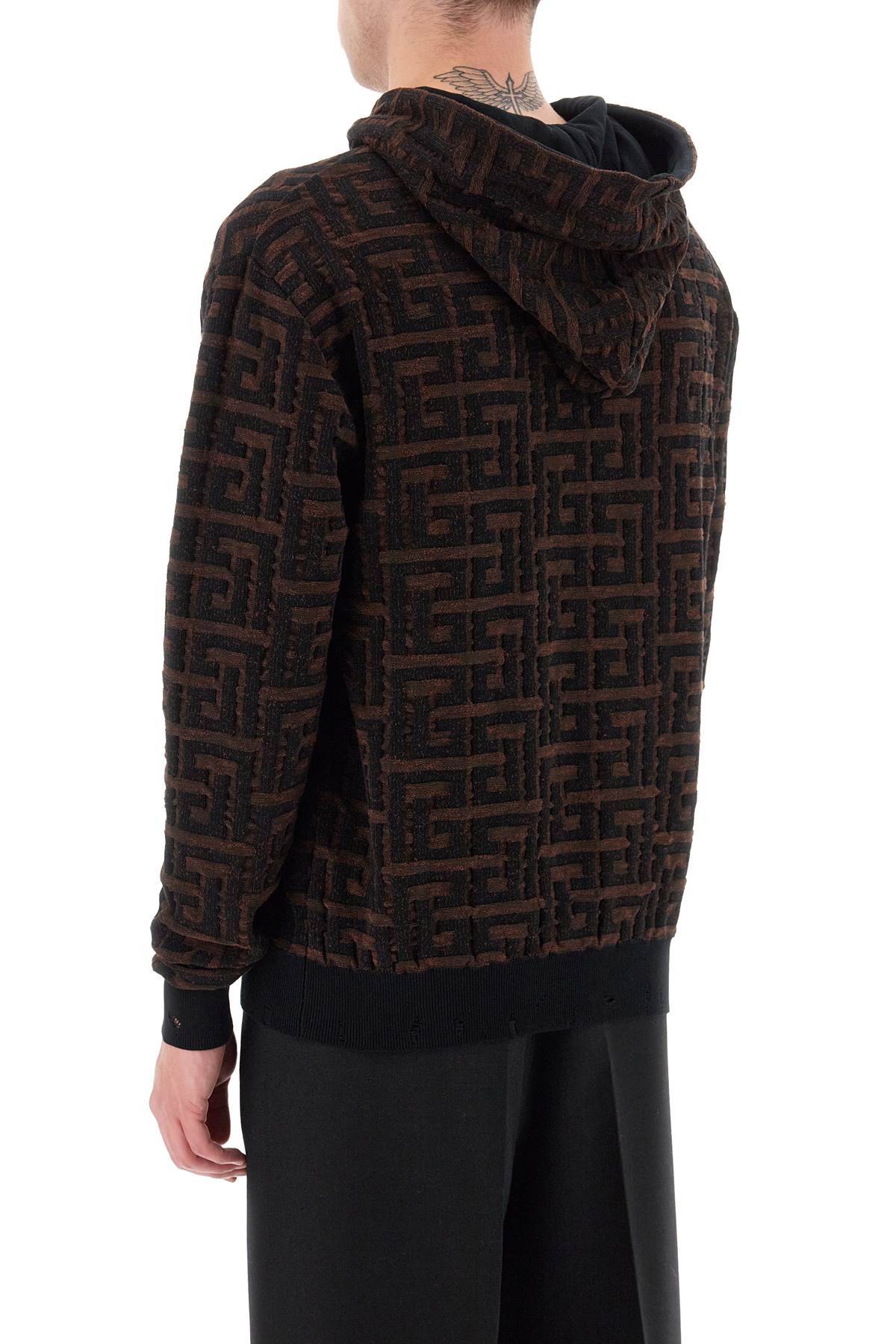 Balmain monogram knit hoodie