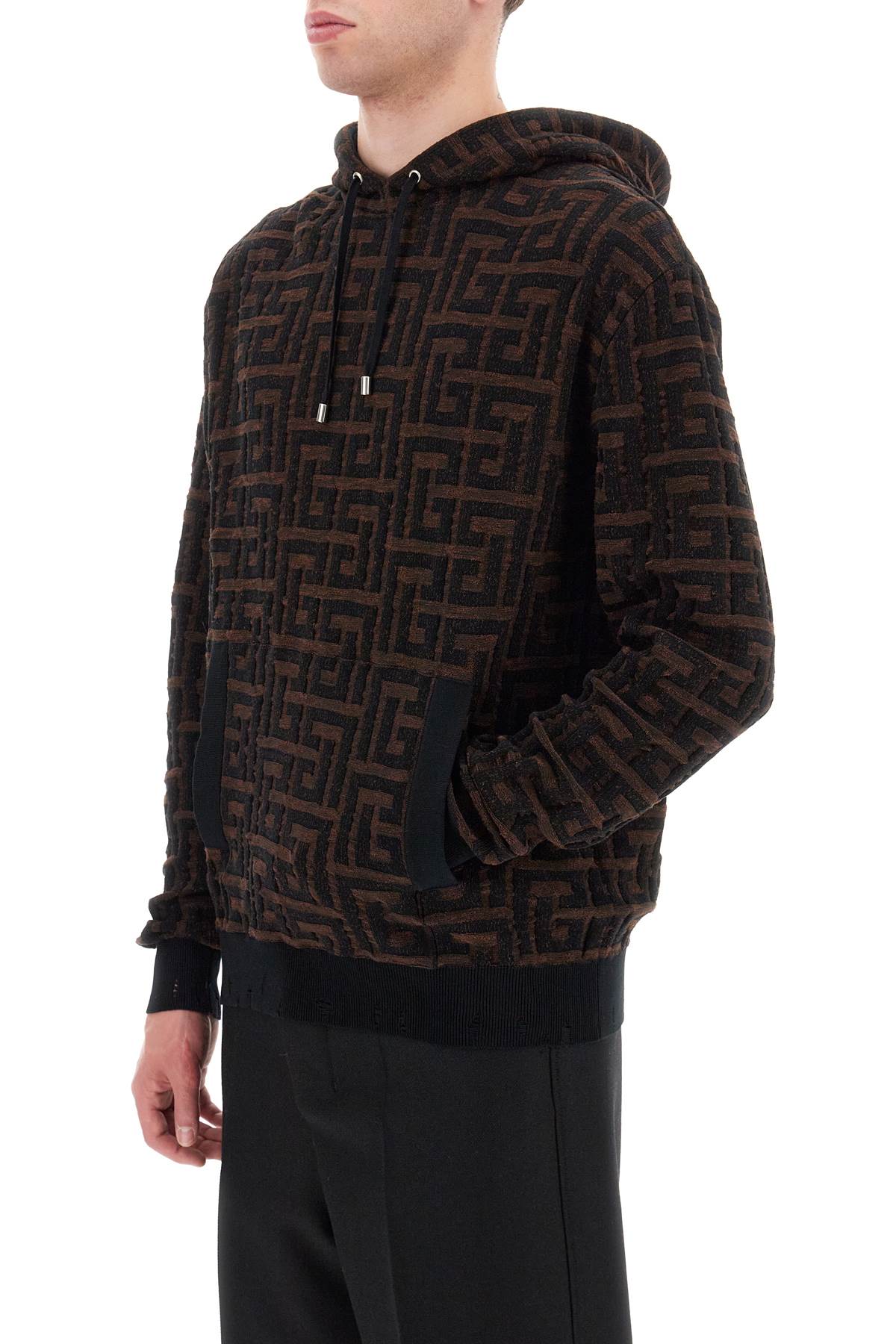 Balmain monogram knit hoodie