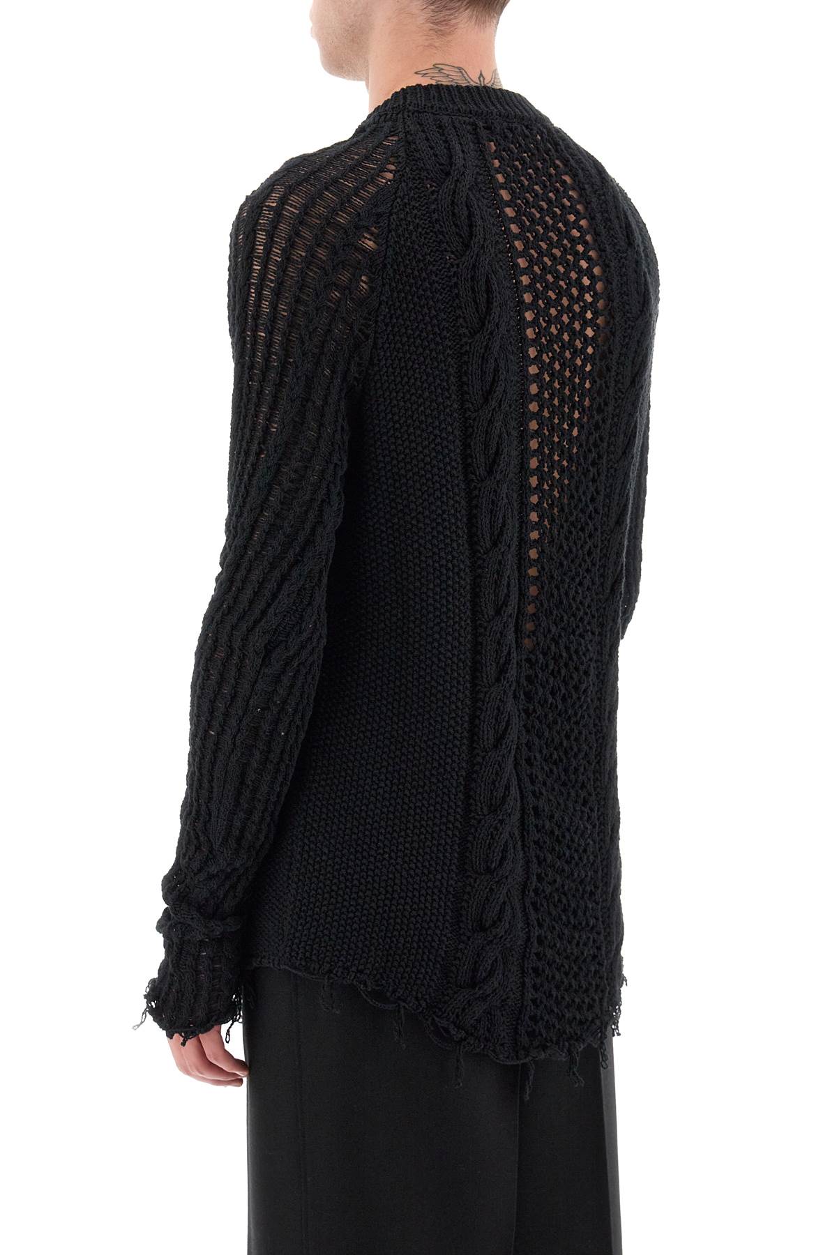 Balmain distressed cotton aran sweater