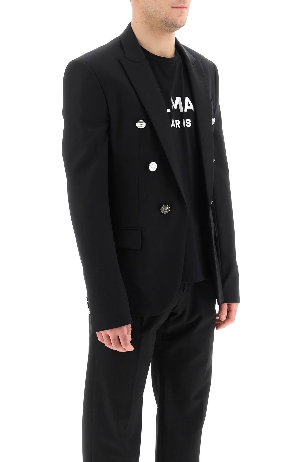 Balmain six button slim wool jacket