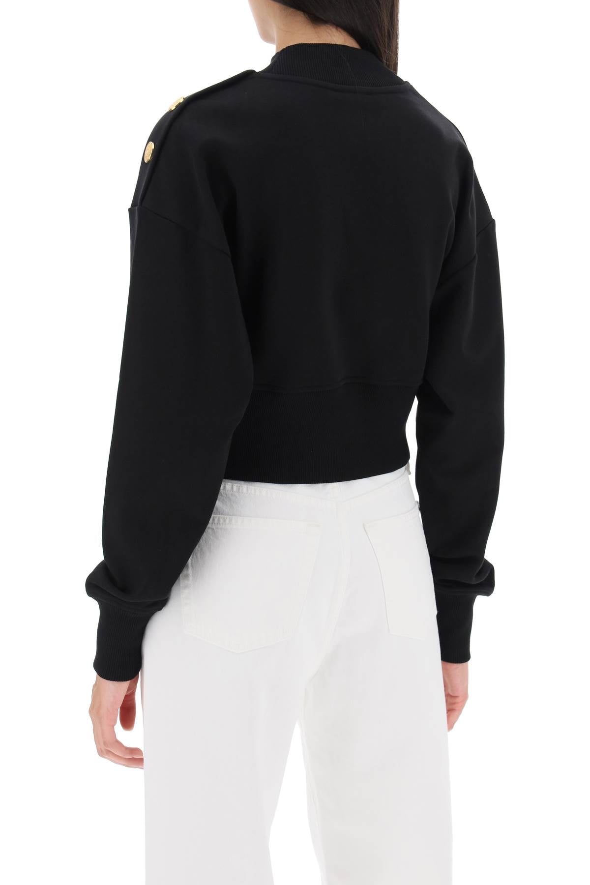 Balmain cropped sweatshirt with logo print and buttons