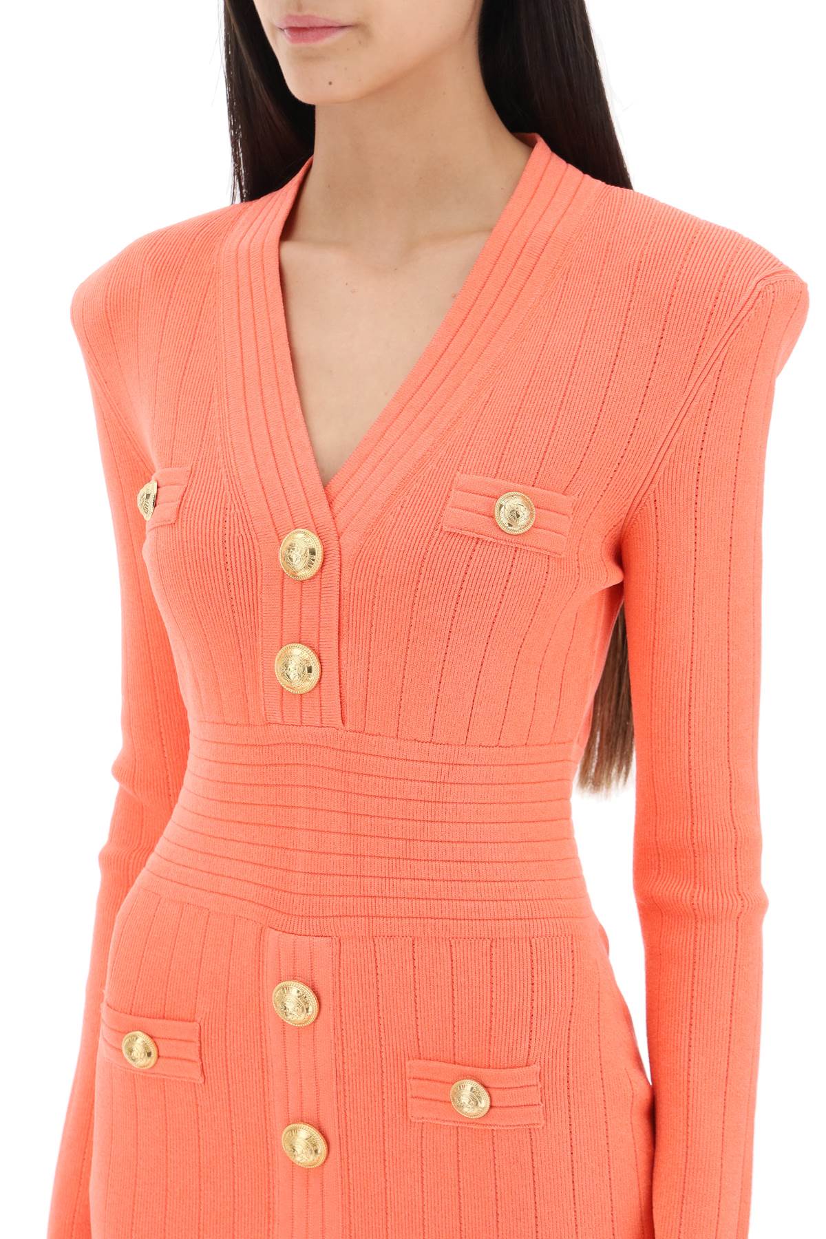 Balmain knit minidress with embossed buttons