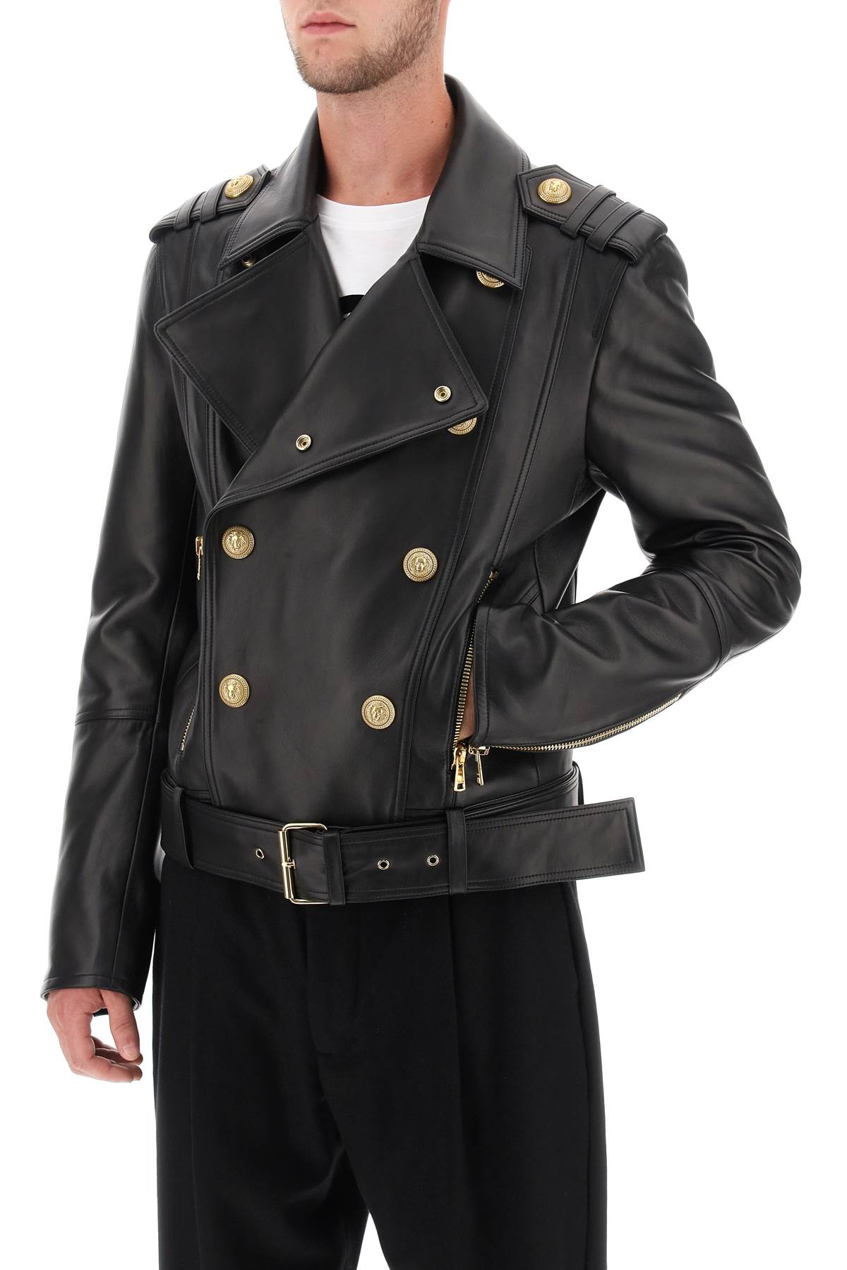 Balmain biker jacket in lamb leather