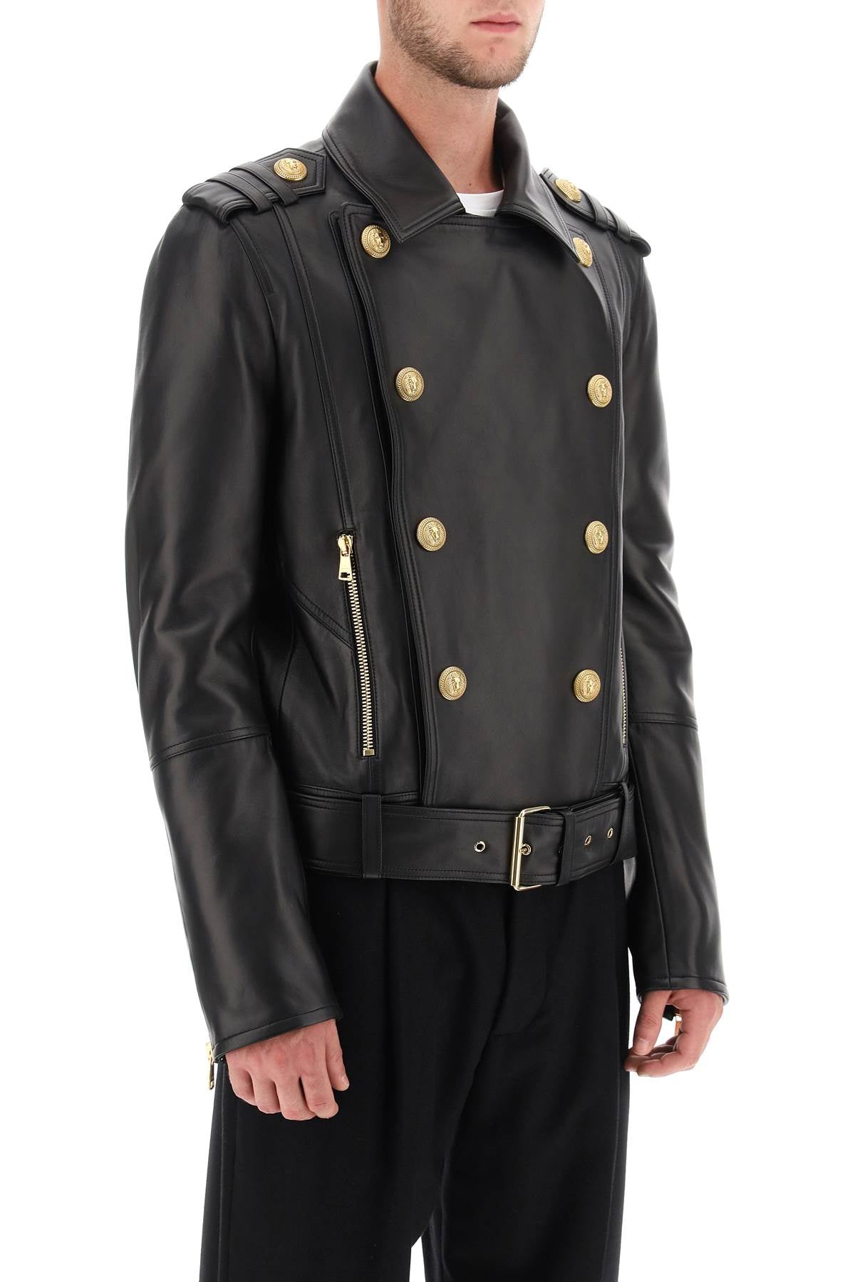 Balmain biker jacket in lamb leather