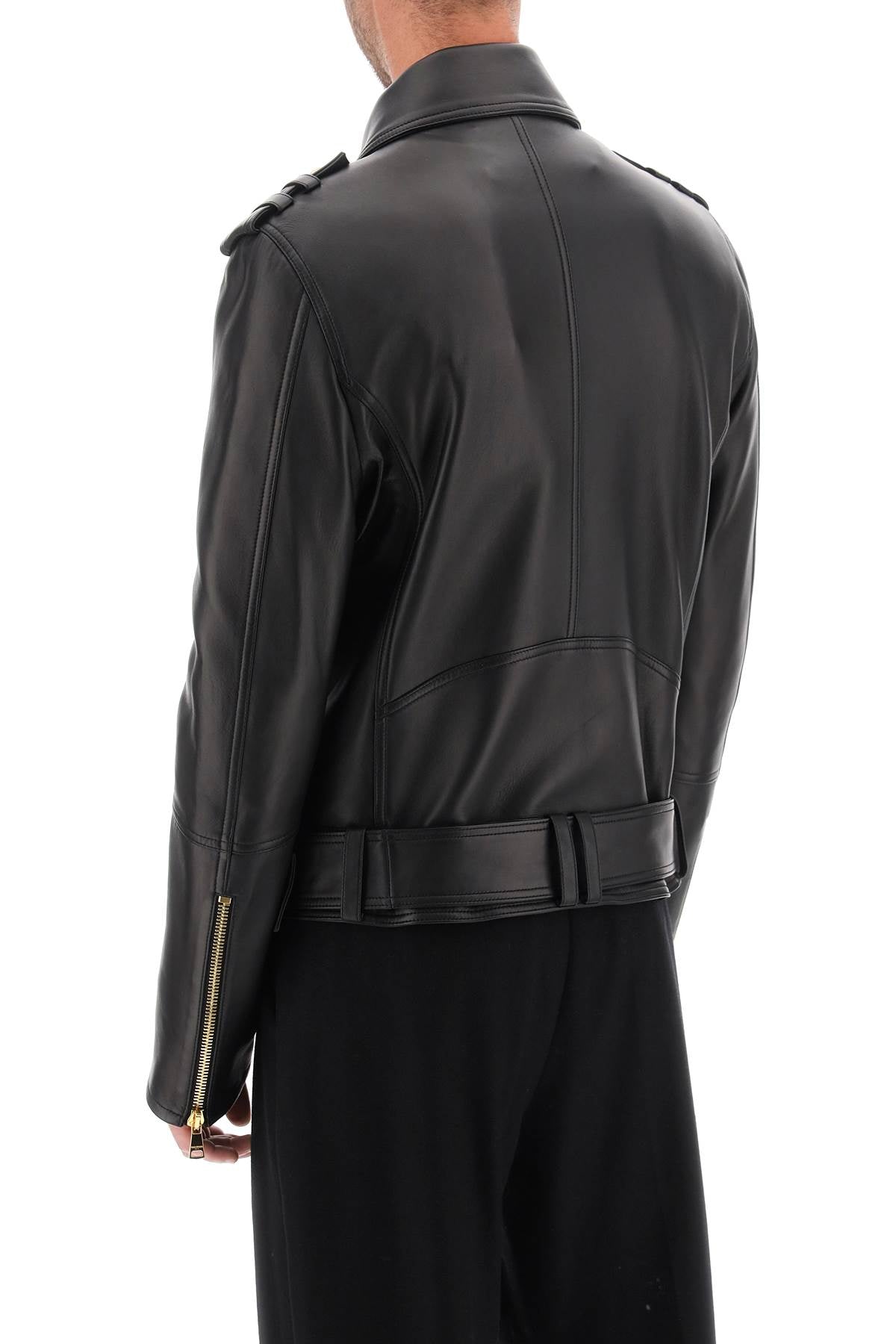 Balmain biker jacket in lamb leather