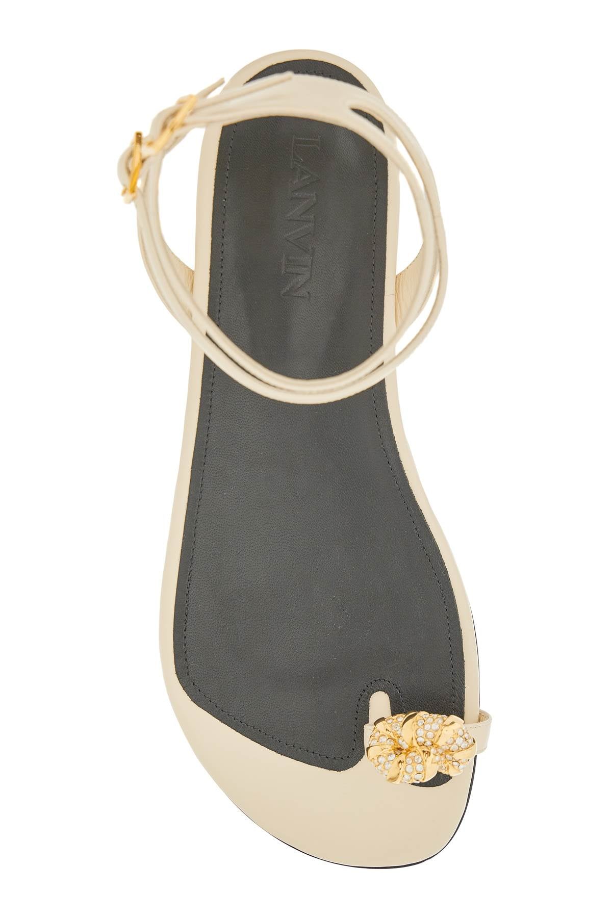 Lanvin 'swing' leather low sandals with melodie jewel