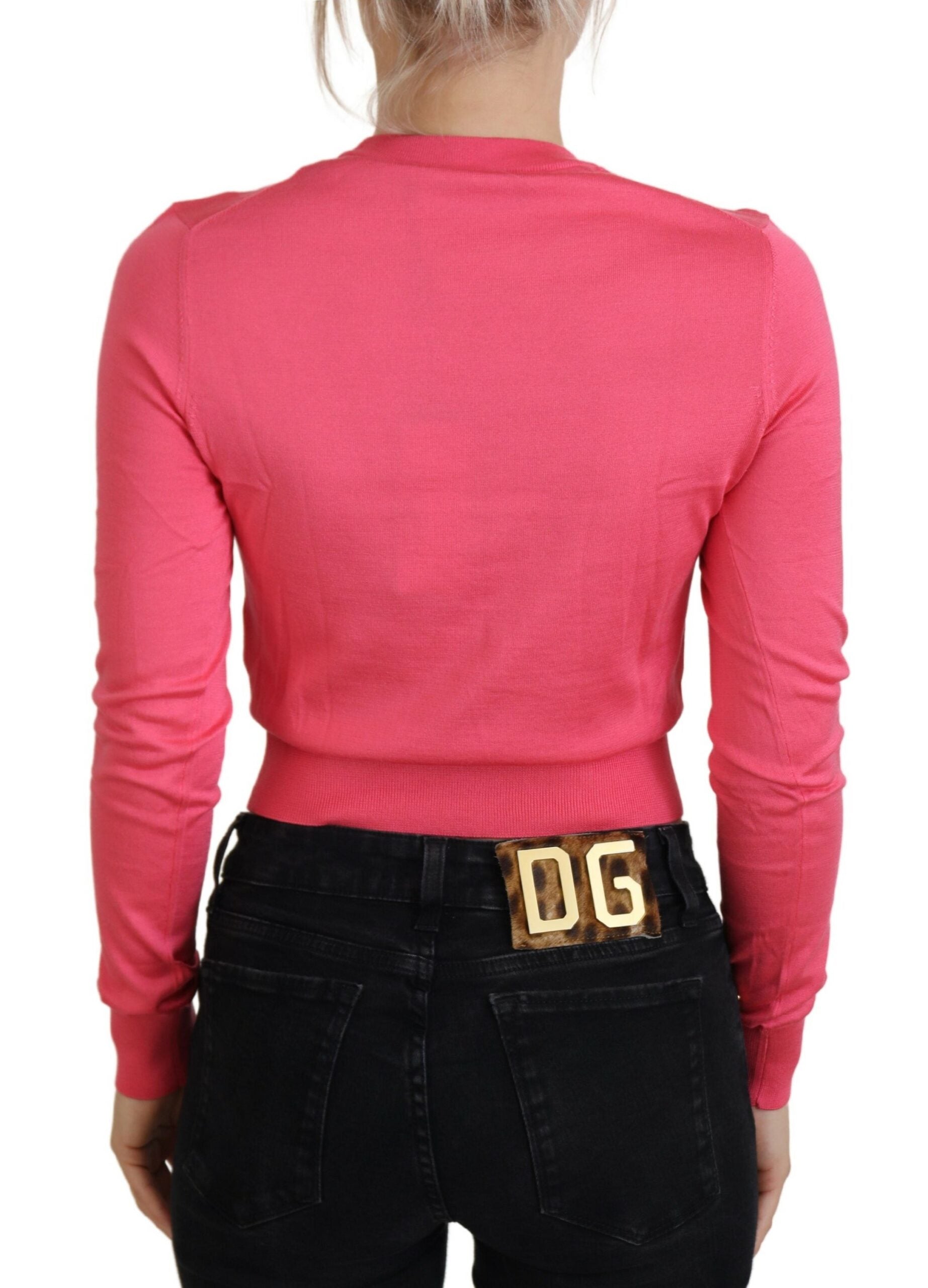 Dolce & Gabbana Elegant Pink Cropped Crewneck Sweater