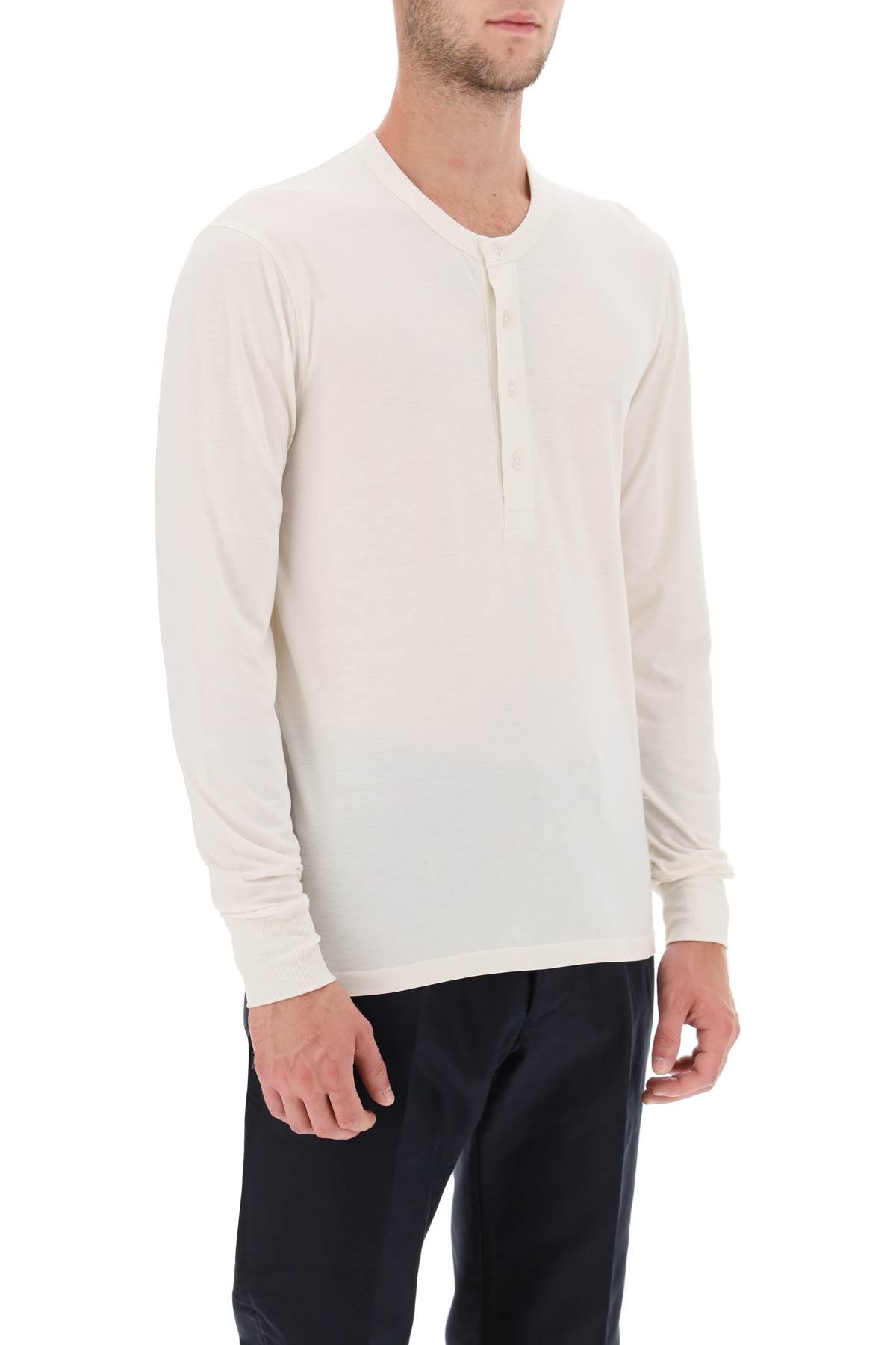 Tom ford lyocell cotton henley shirt