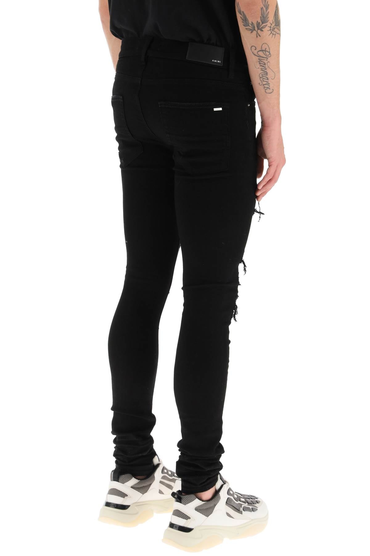 Amiri 'leather thrasher' skinny jeans