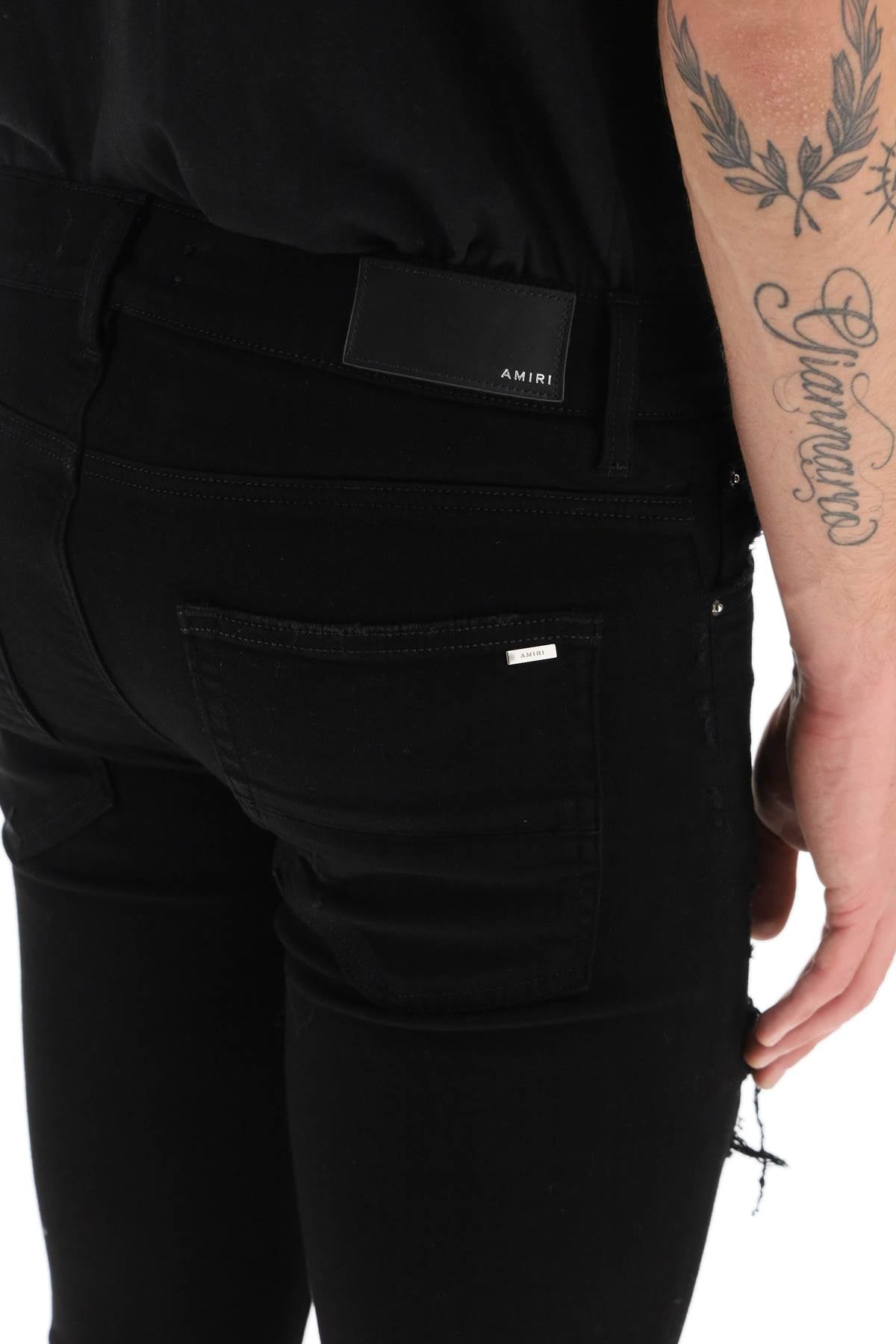 Amiri 'leather thrasher' skinny jeans