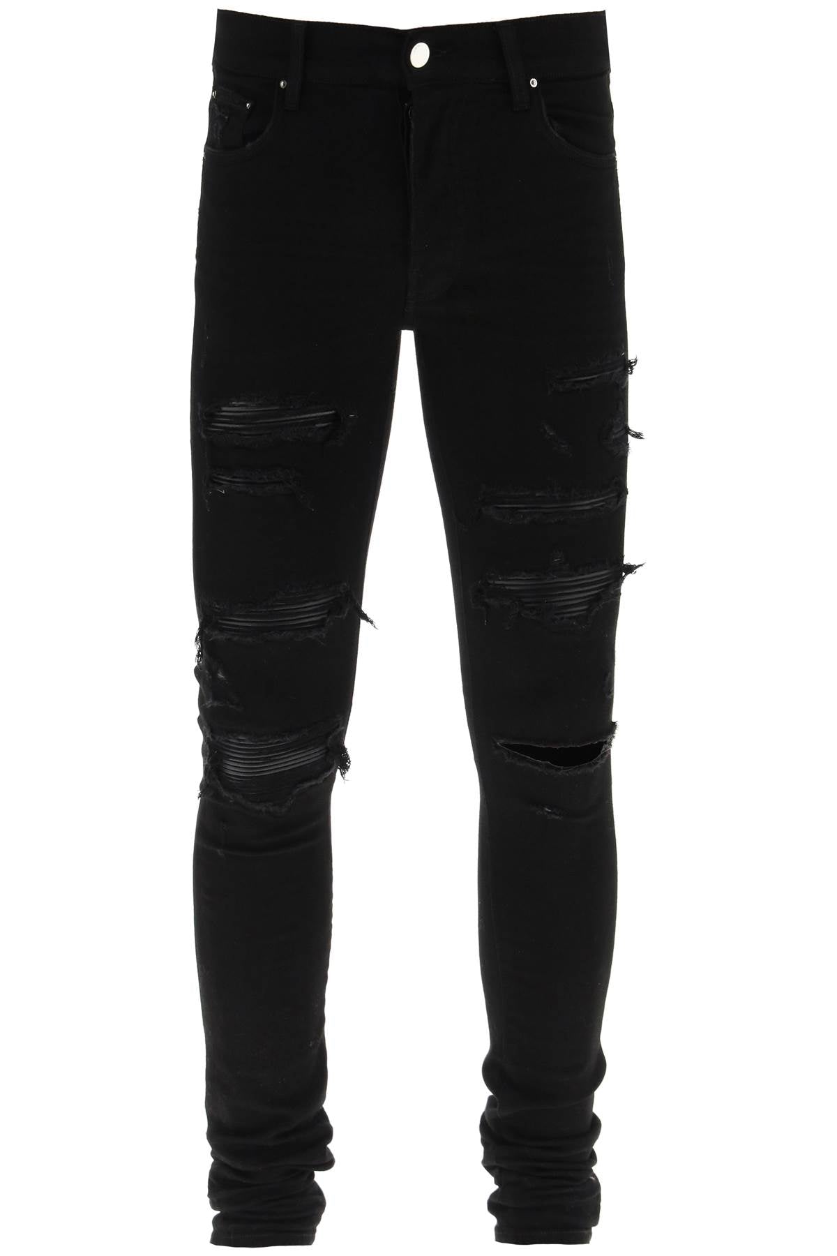 Amiri 'leather thrasher' skinny jeans