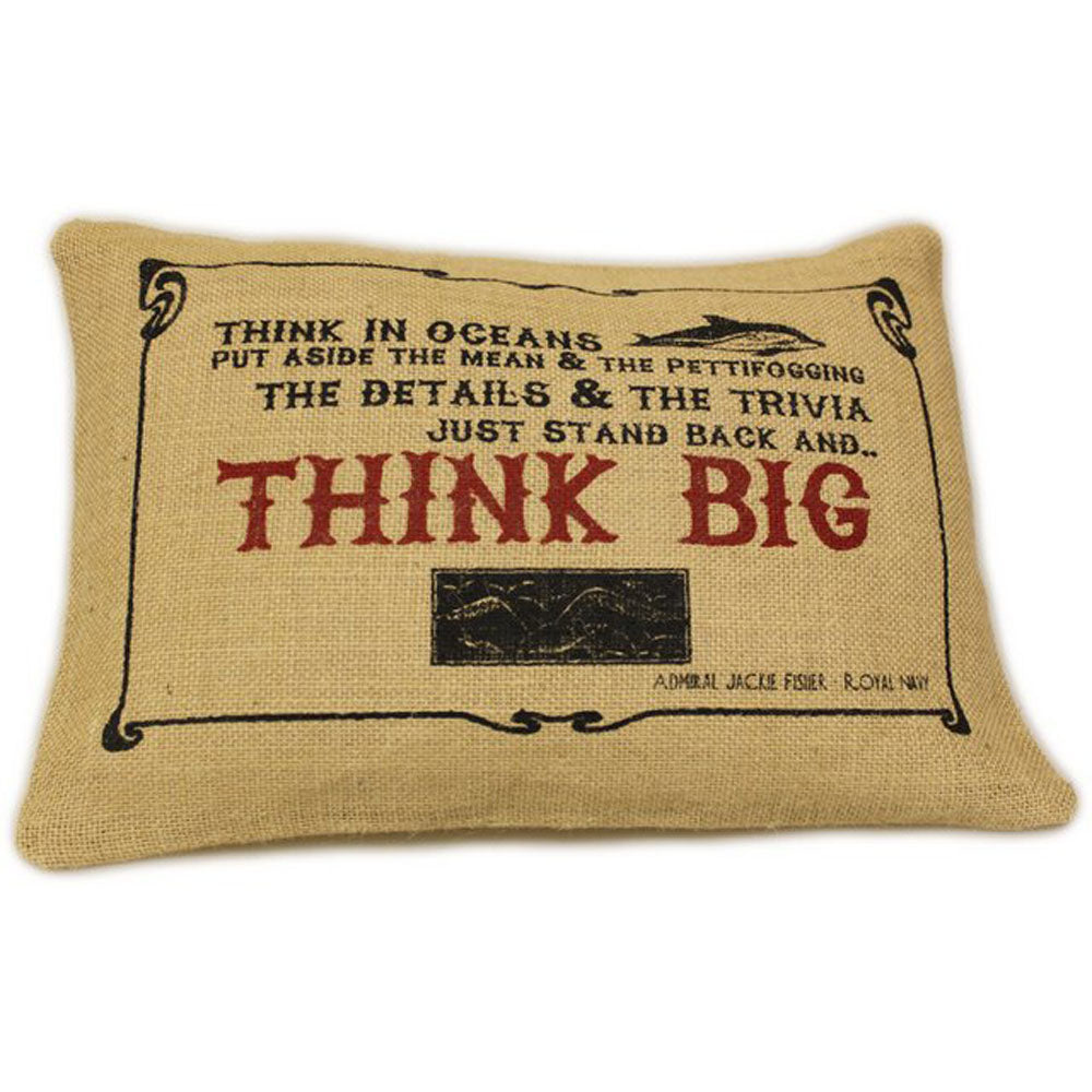 CUSCINI LETTERARI - Copricuscino in Juta lavata / Juta washed pillow case THINK BIG - Size 38x25cm