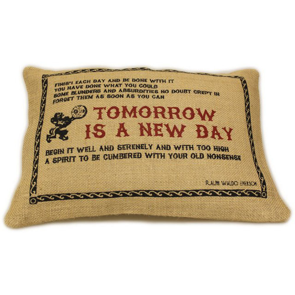 CUSCINI LETTERARI - Copricuscino in Juta lavata / Juta washed pillow case TOMORROW - Size 38x25cm