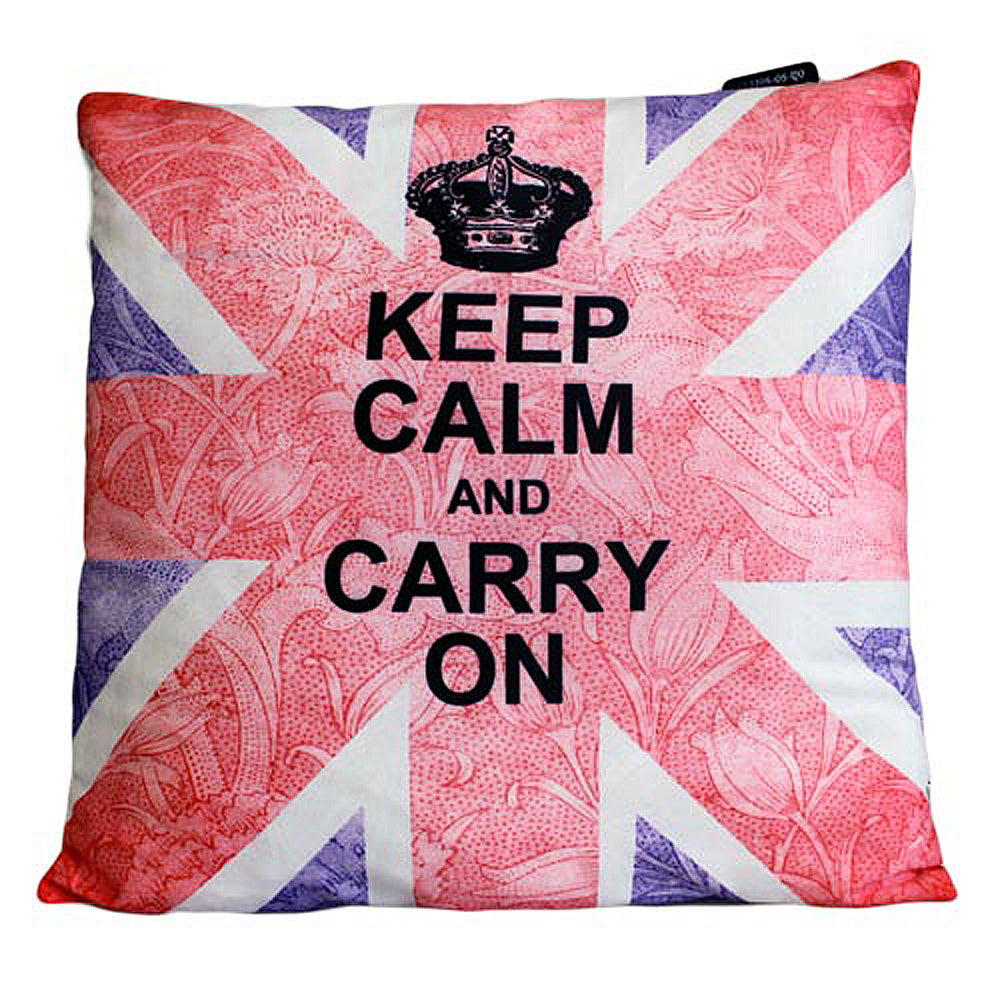 CUSCINI LETTERARI - Copricuscino in Juta lavata / Cotton pillow case  KEEP CALM AND CARRY ON - Size 40x40cm