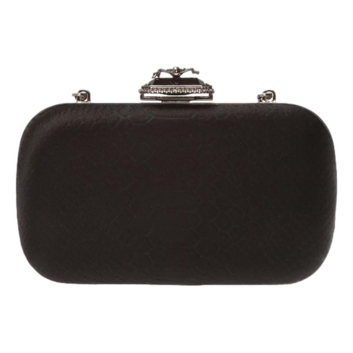 Alexander McQueen Black Embossed Satin Spider Box Clutch