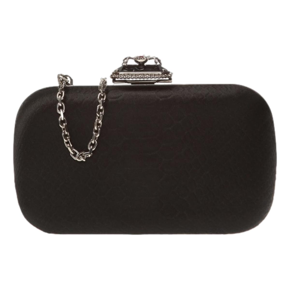 Alexander McQueen Black Embossed Satin Spider Box Clutch