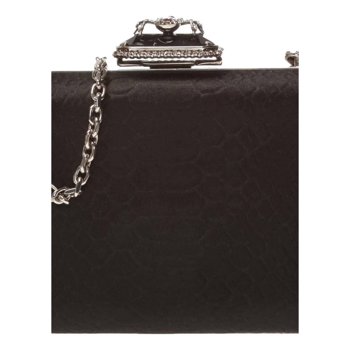 Alexander McQueen Black Embossed Satin Spider Box Clutch