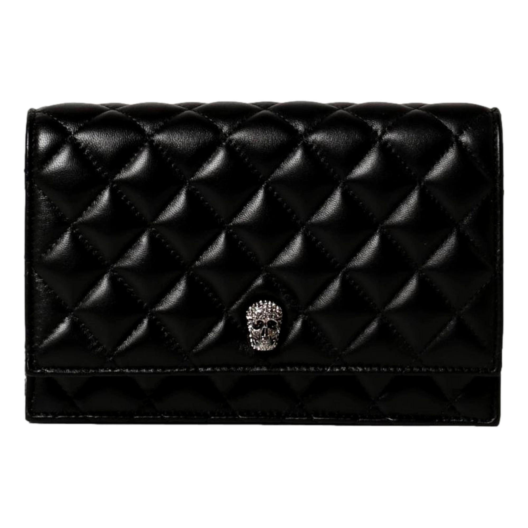 Alexander McQueen Small Black Quilted Leather Skull Shoulder Bag