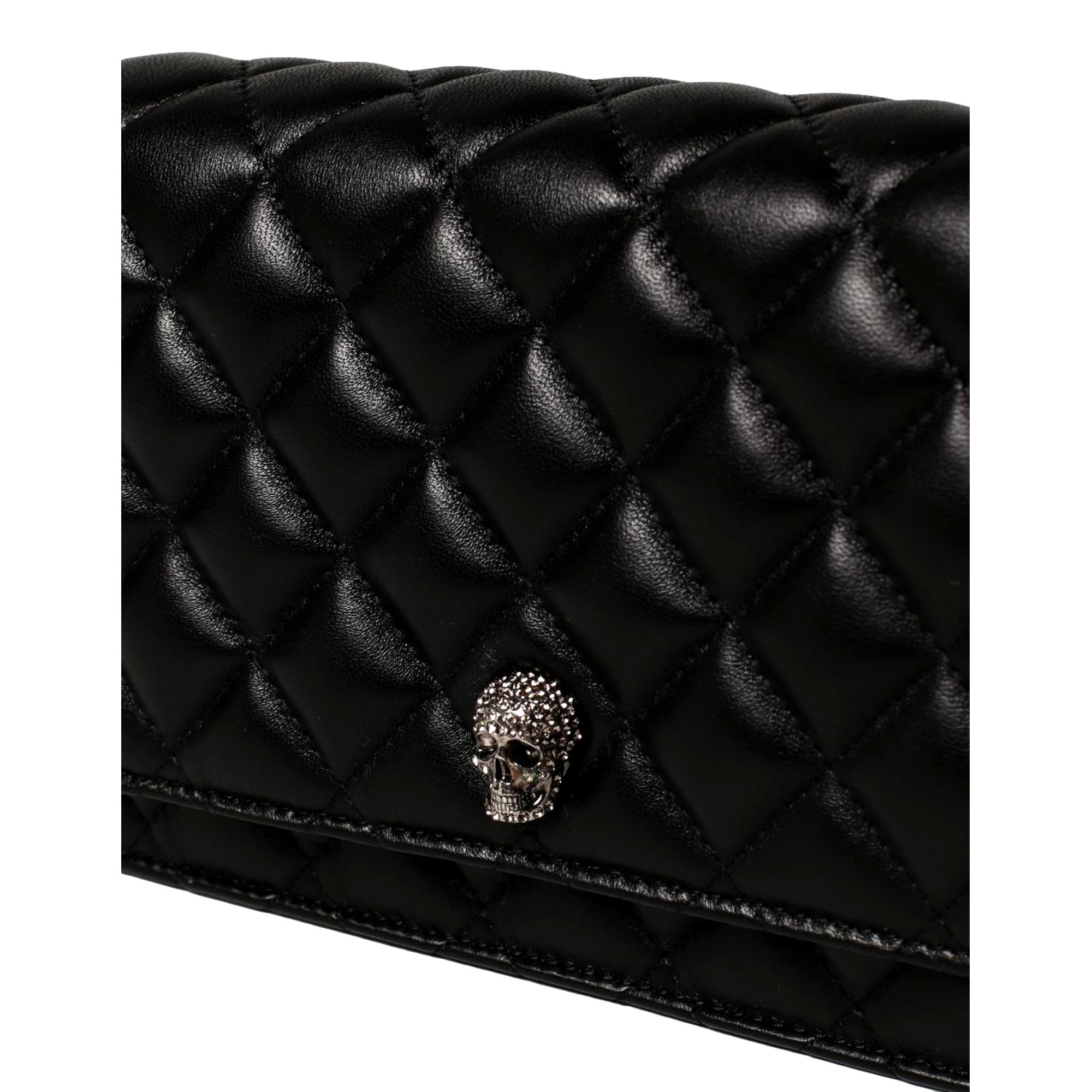 Alexander McQueen Small Black Quilted Leather Skull Shoulder Bag