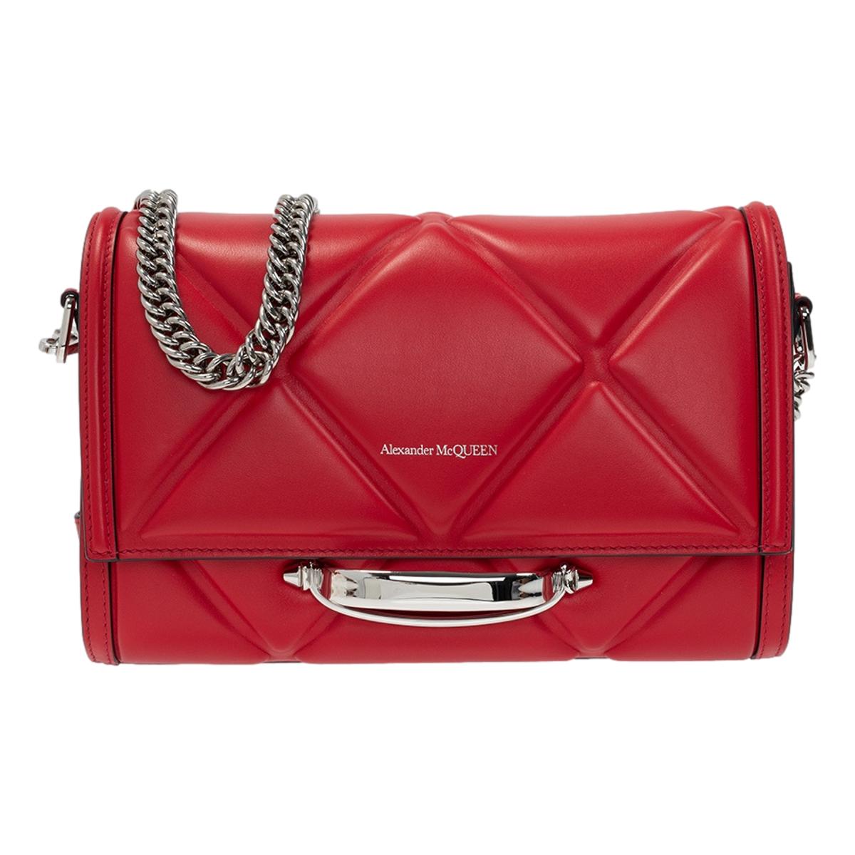 Alexander McQueen The Story Red Leather Quilted Shoulder Bag