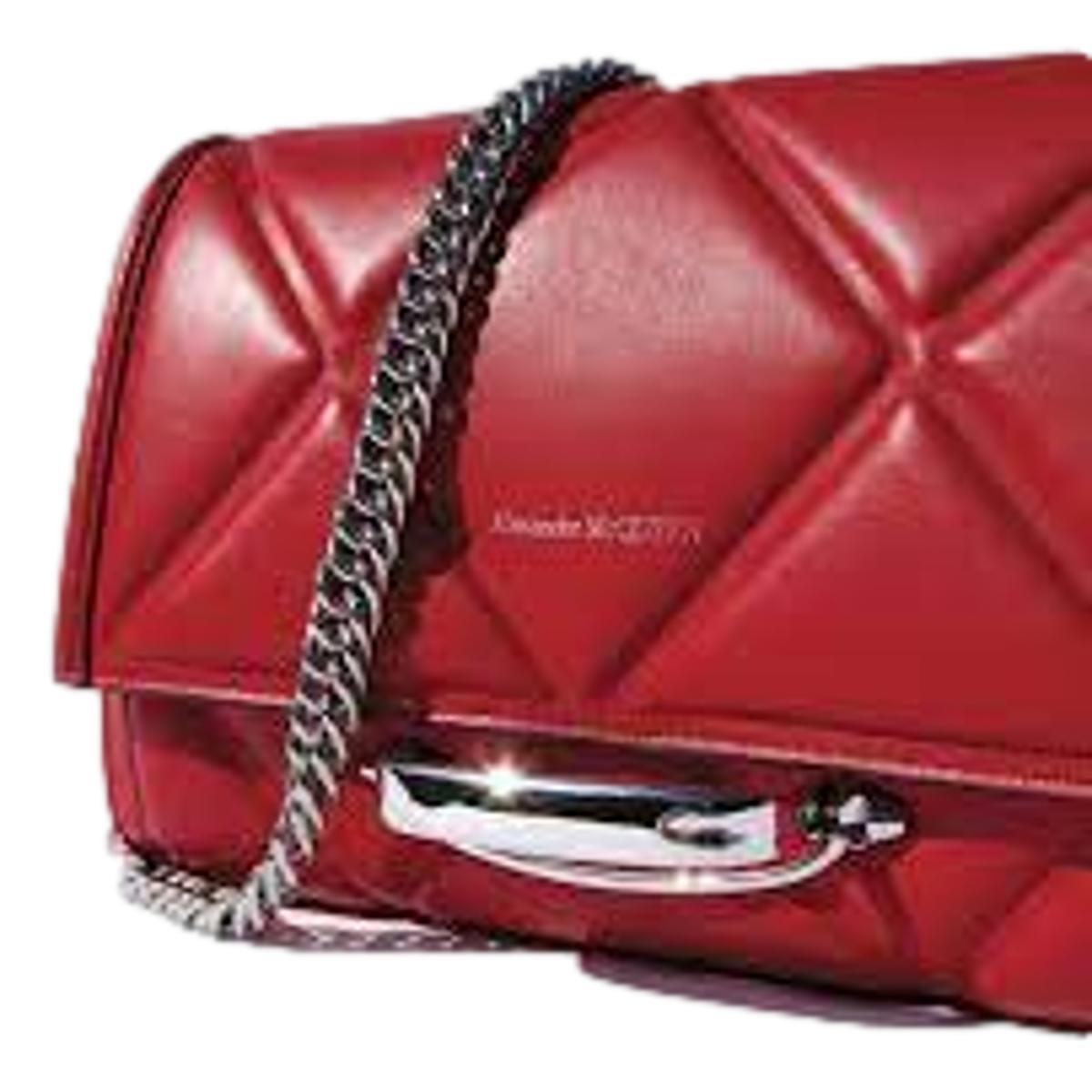 Alexander McQueen The Story Red Leather Quilted Shoulder Bag