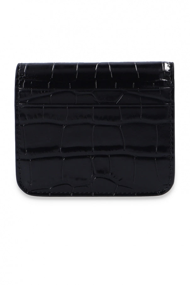 Balenciaga Black Calf Leather Crocodile Embossed Wallet