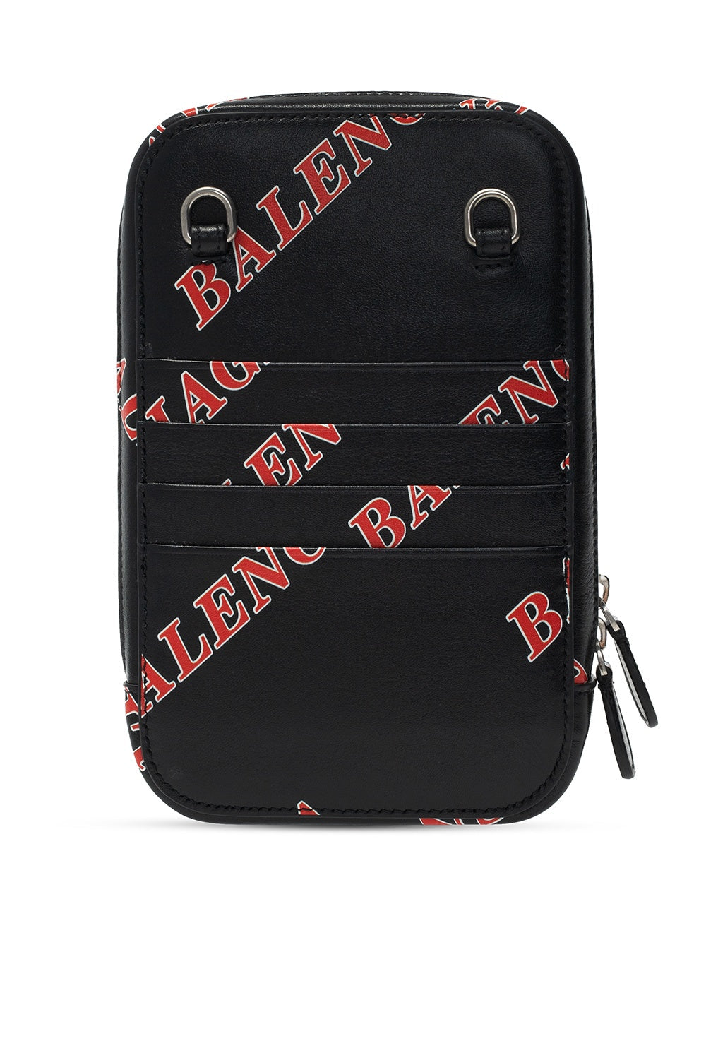 Balenciaga Black Calfskin Leather Sport Print Phone Holder Bag