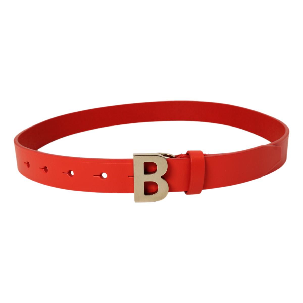 Balenciaga Bright Red Calfskin Leather B Logo Belt Size 70