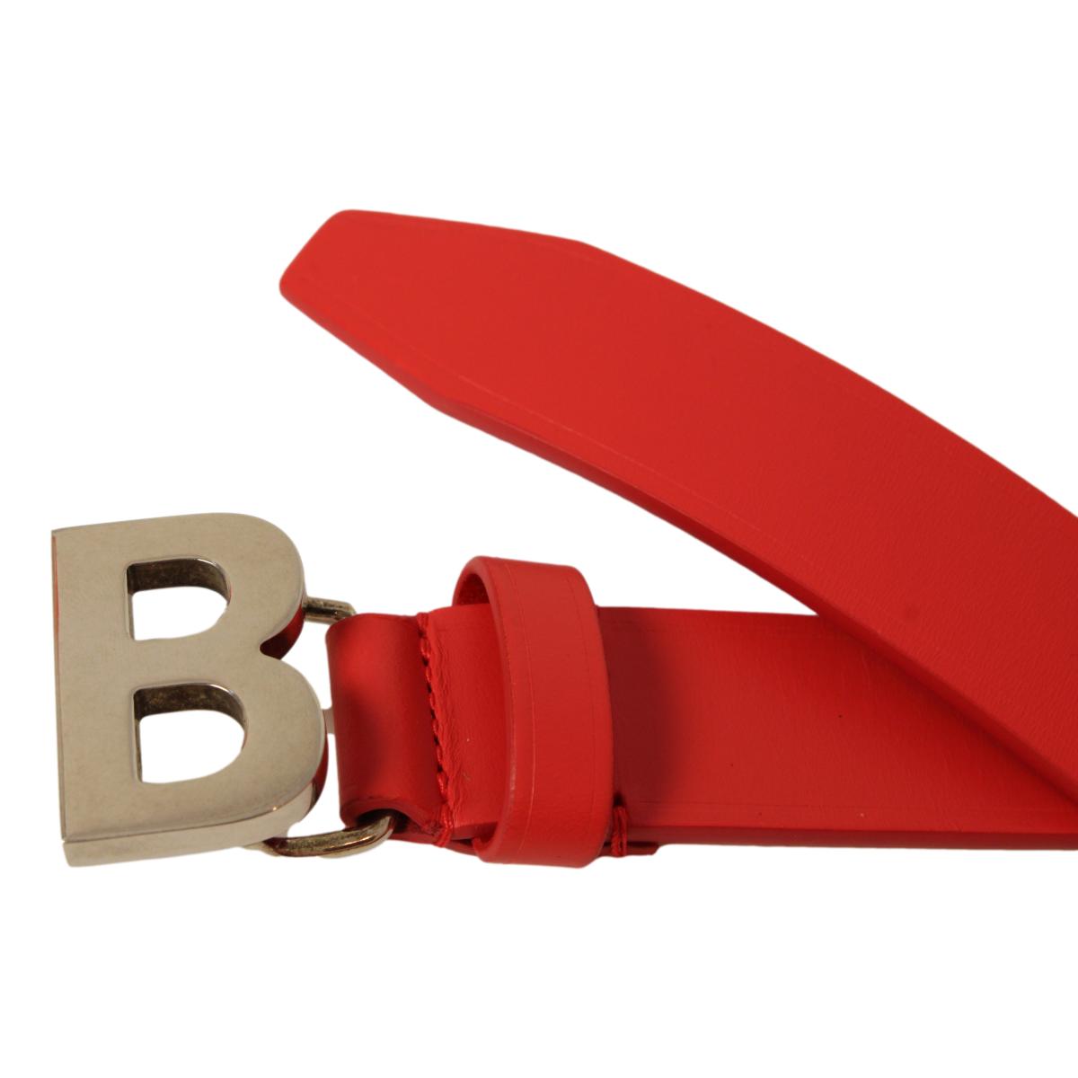 Balenciaga Bright Red Calfskin Leather B Logo Belt Size 70