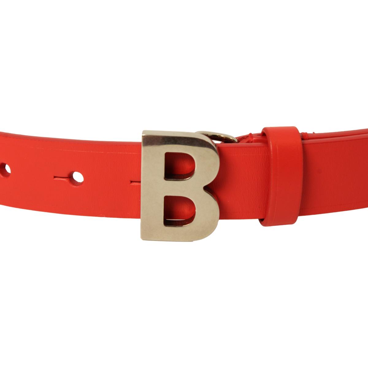 Balenciaga Bright Red Calfskin Leather B Logo Belt Size 70