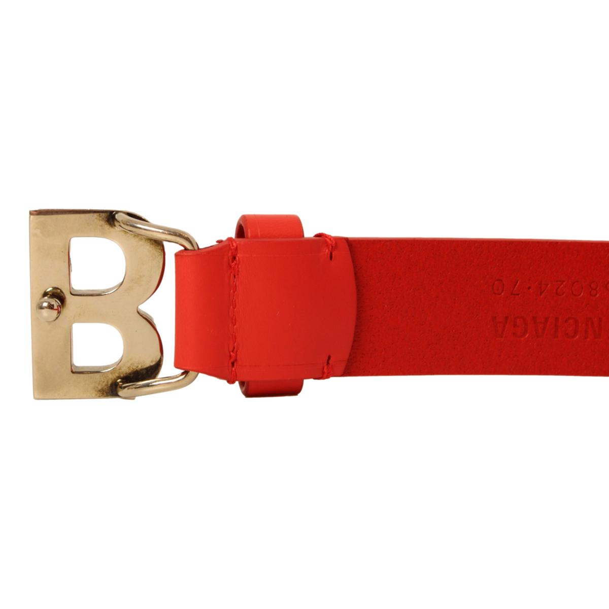 Balenciaga Bright Red Calfskin Leather B Logo Belt Size 70