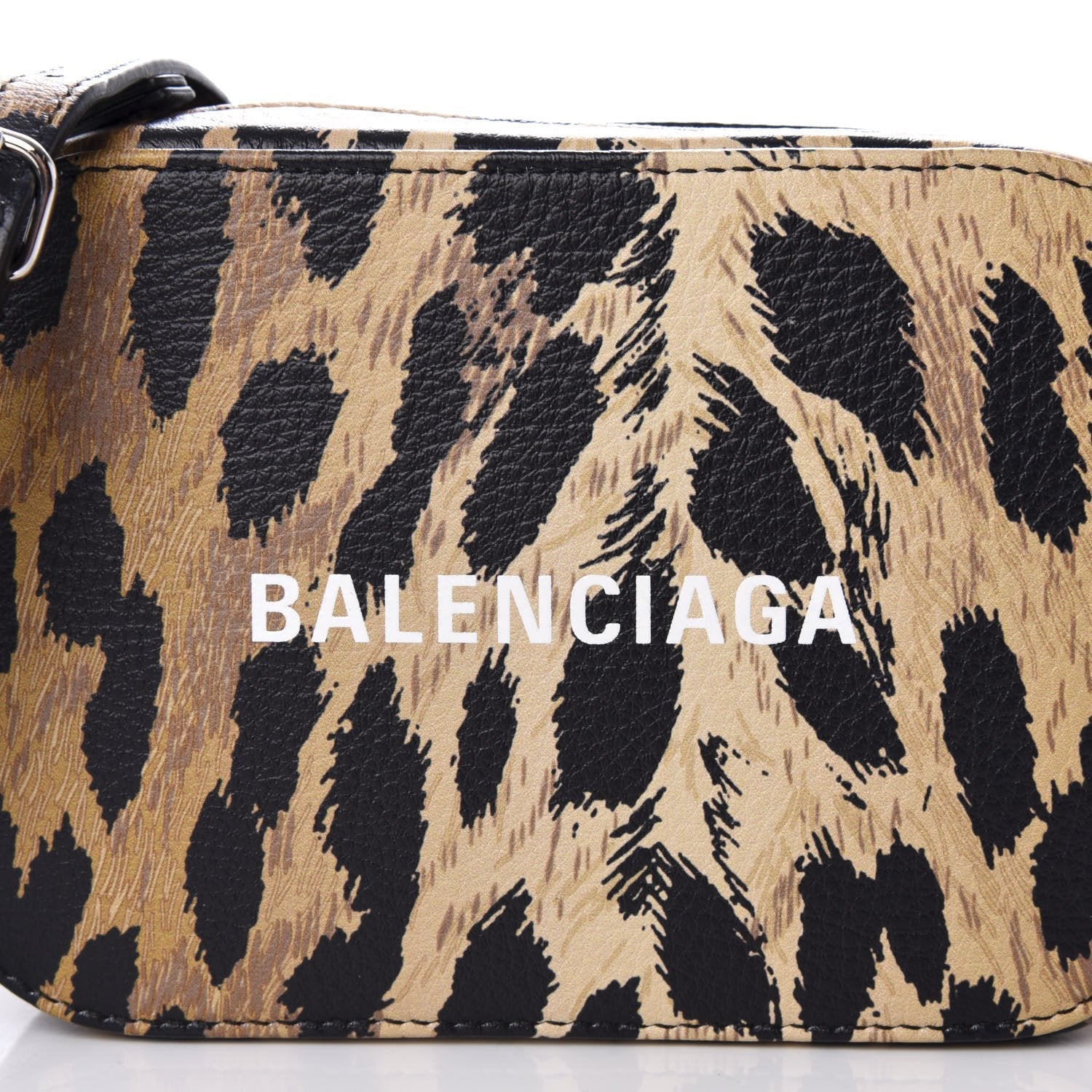 Balenciaga Calfskin Logo Printed Leopard XS Everyday Camera Bag