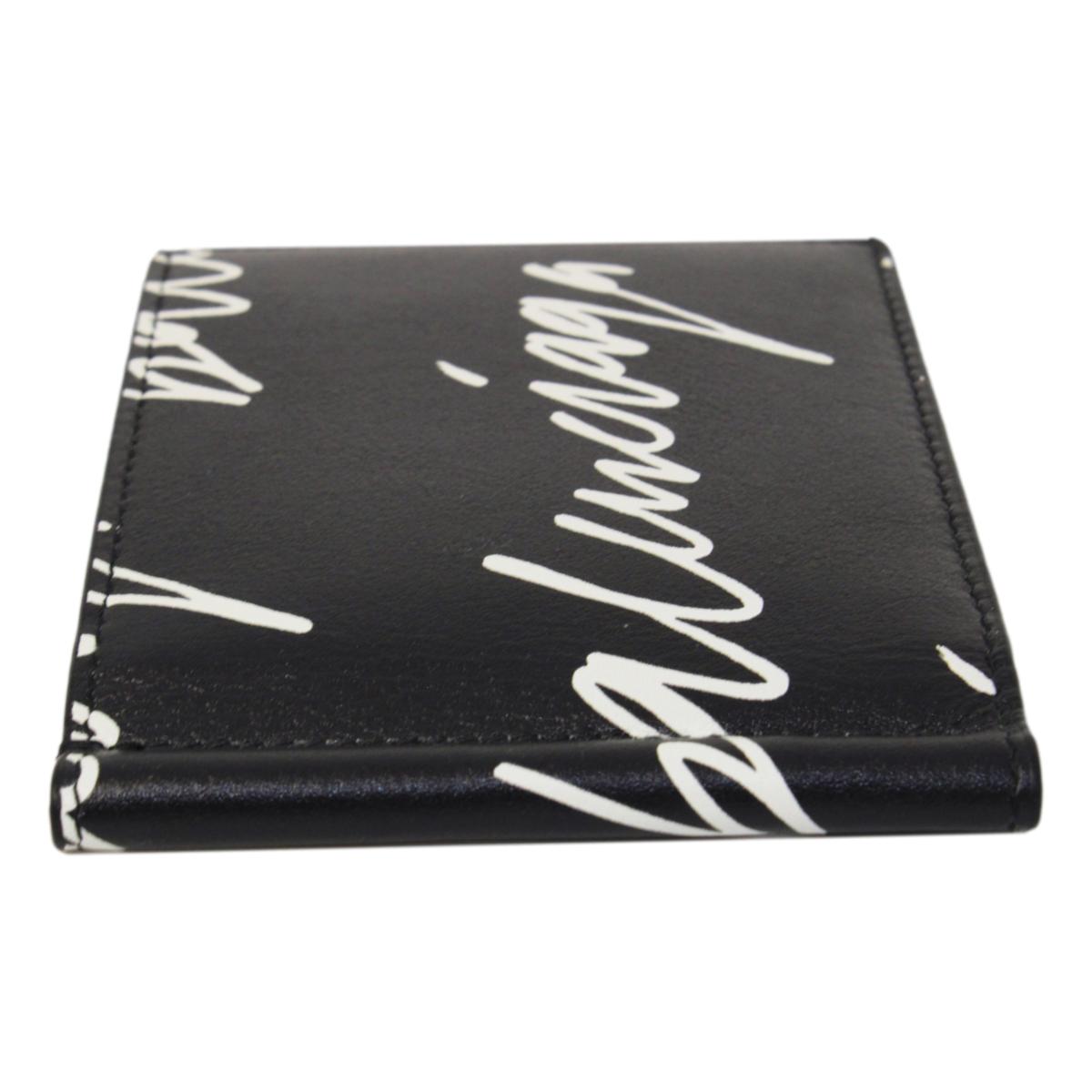 Balenciaga Cash Black Leather Scribble Logo Money Clip Wallet