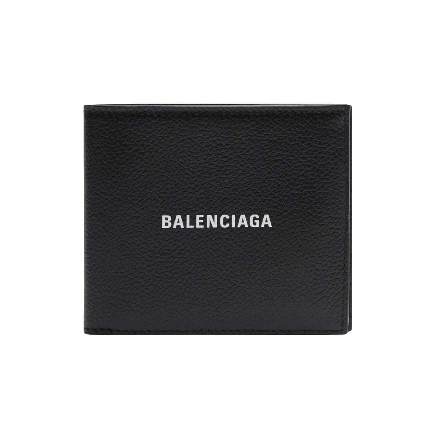 Balenciaga Cash Square Black Calfskin Leather Logo Bifold Wallet