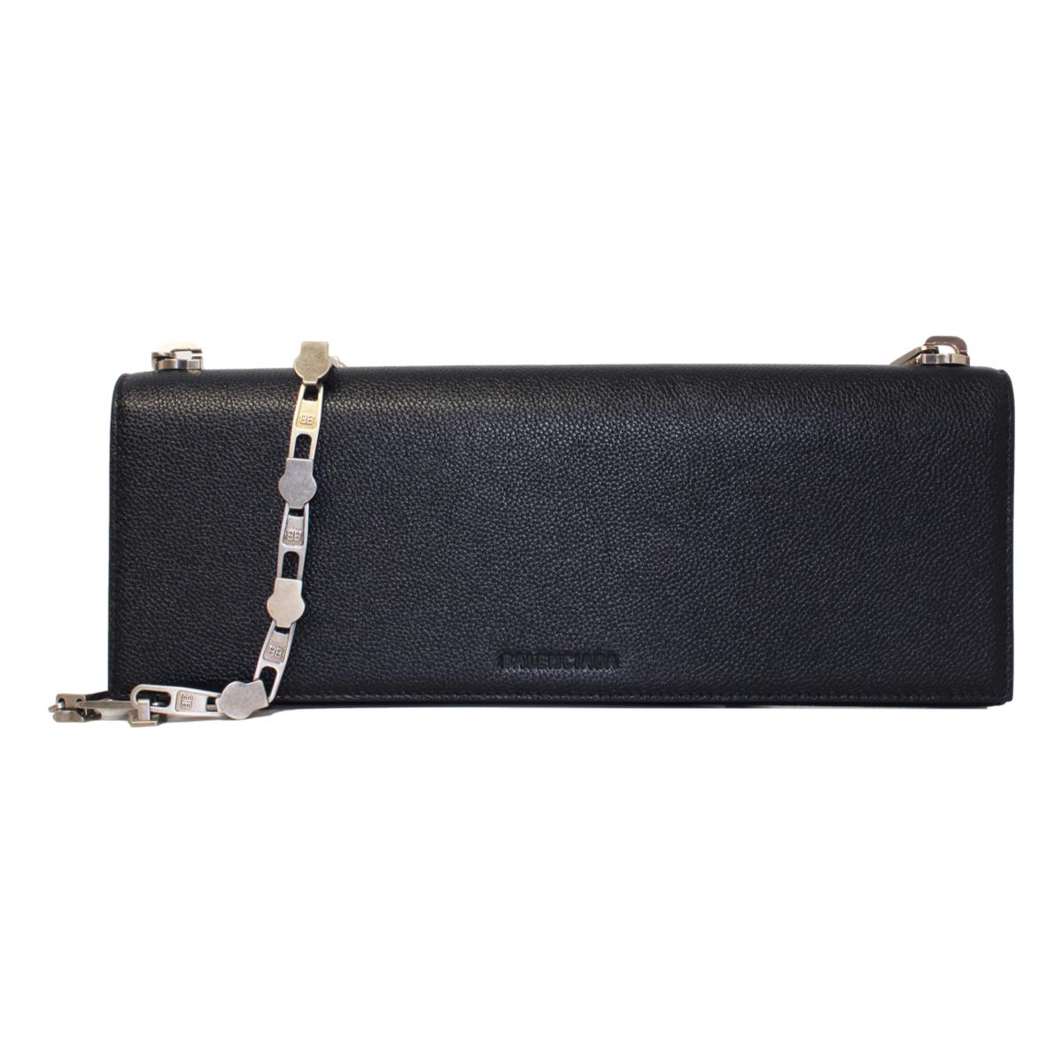 Balenciaga Essential Black Calfskin Leather Chain Shoulder Bag