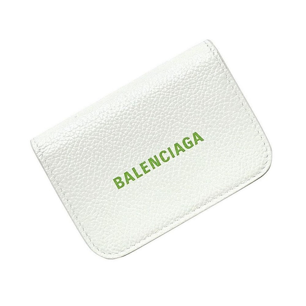 Balenciaga Everyday White Leather Logo Mini Trifold Wallet