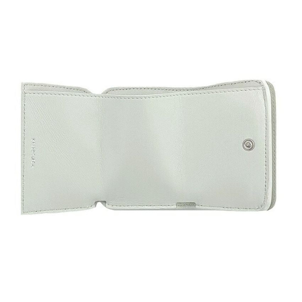 Balenciaga Everyday White Leather Logo Mini Trifold Wallet