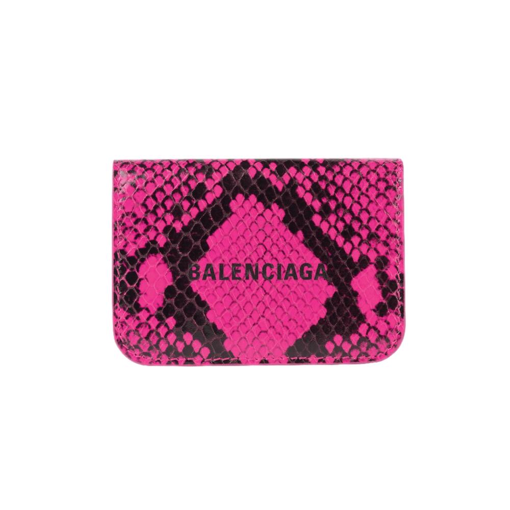 Balenciaga Fuschia Pink Python Printed Calf Leather Mini Wallet