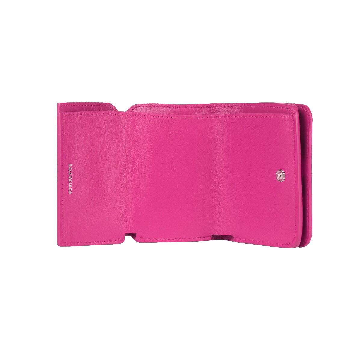 Balenciaga Fuschia Pink Python Printed Calf Leather Mini Wallet