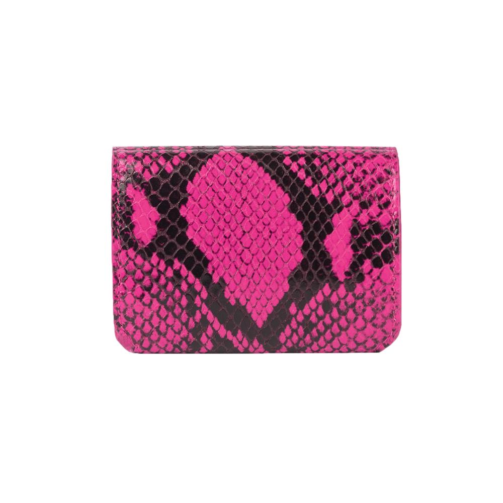 Balenciaga Fuschia Pink Python Printed Calf Leather Mini Wallet