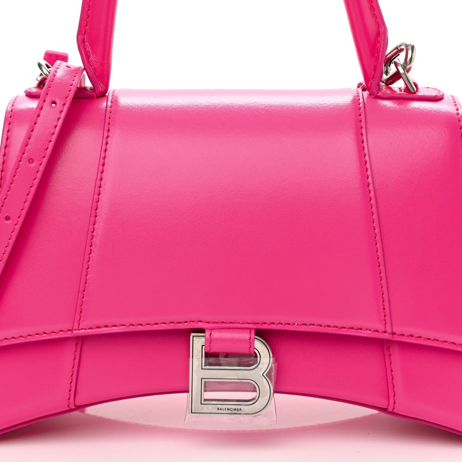 Balenciaga Hourglass Top Handle Shiny Box Acid Fuchsia