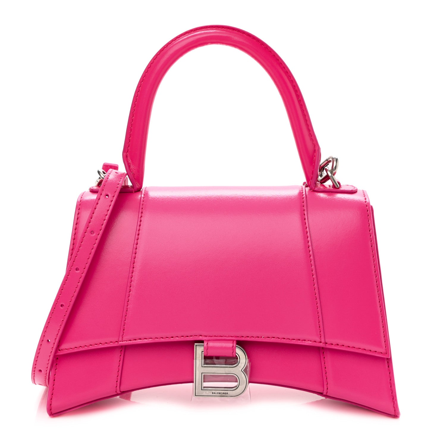 Balenciaga Hourglass Top Handle Shiny Box Acid Fuchsia