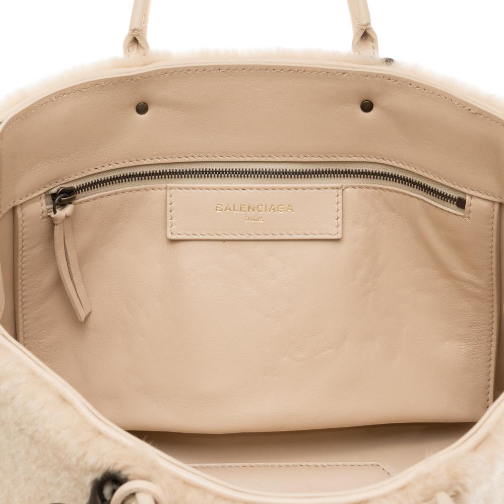 Balenciaga Papier Merino Lamb Wool Tapioca Beige Satchel