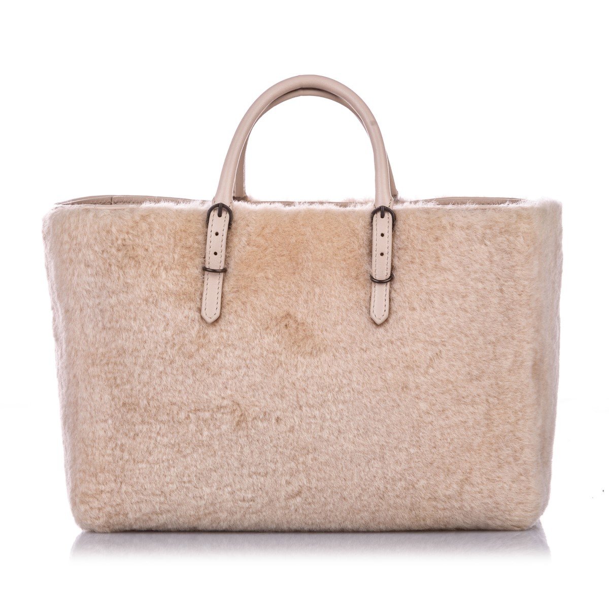 Balenciaga Papier Merino Lamb Wool Tapioca Beige Satchel