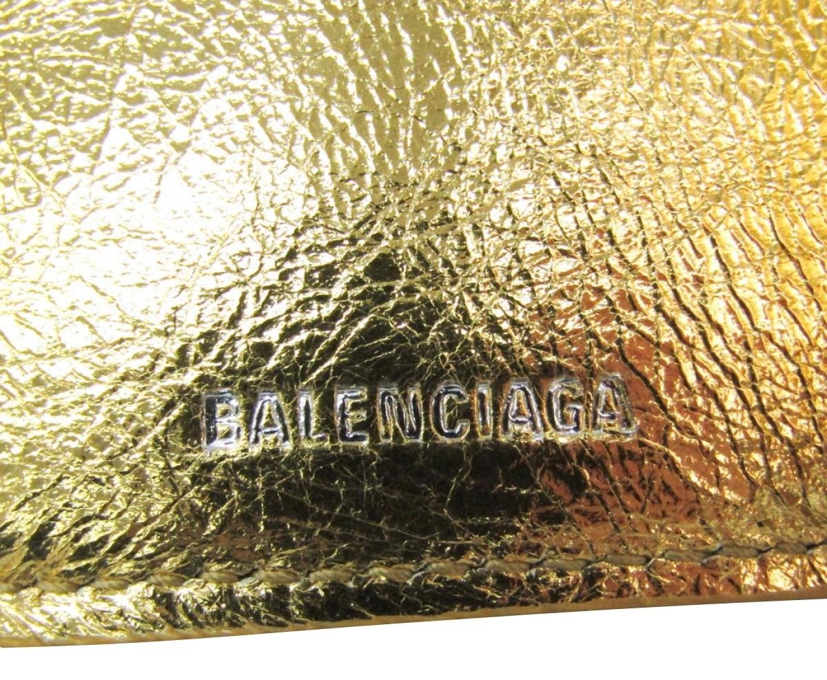 Balenciaga Papier Gold Arena Lambskin Mini Trifold Wallet