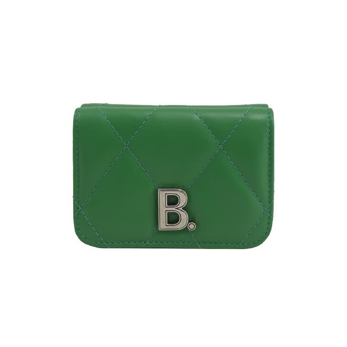 Balenciaga Touch Leaf Green Nappa Leather Quilted Mini Trifold Wallet