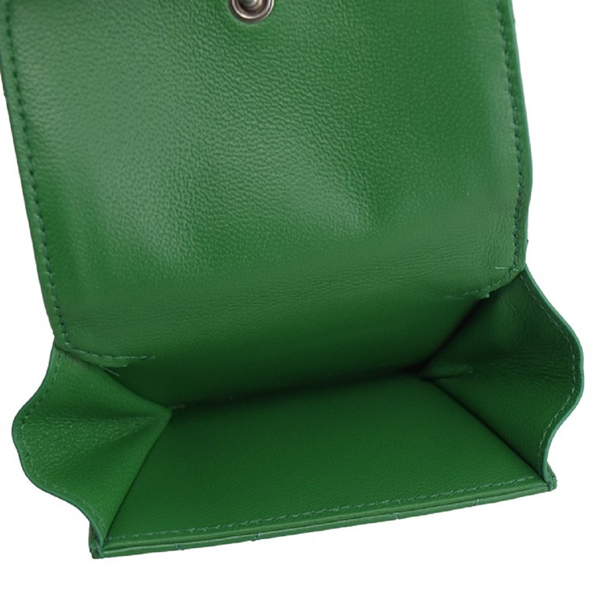 Balenciaga Touch Leaf Green Nappa Leather Quilted Mini Trifold Wallet