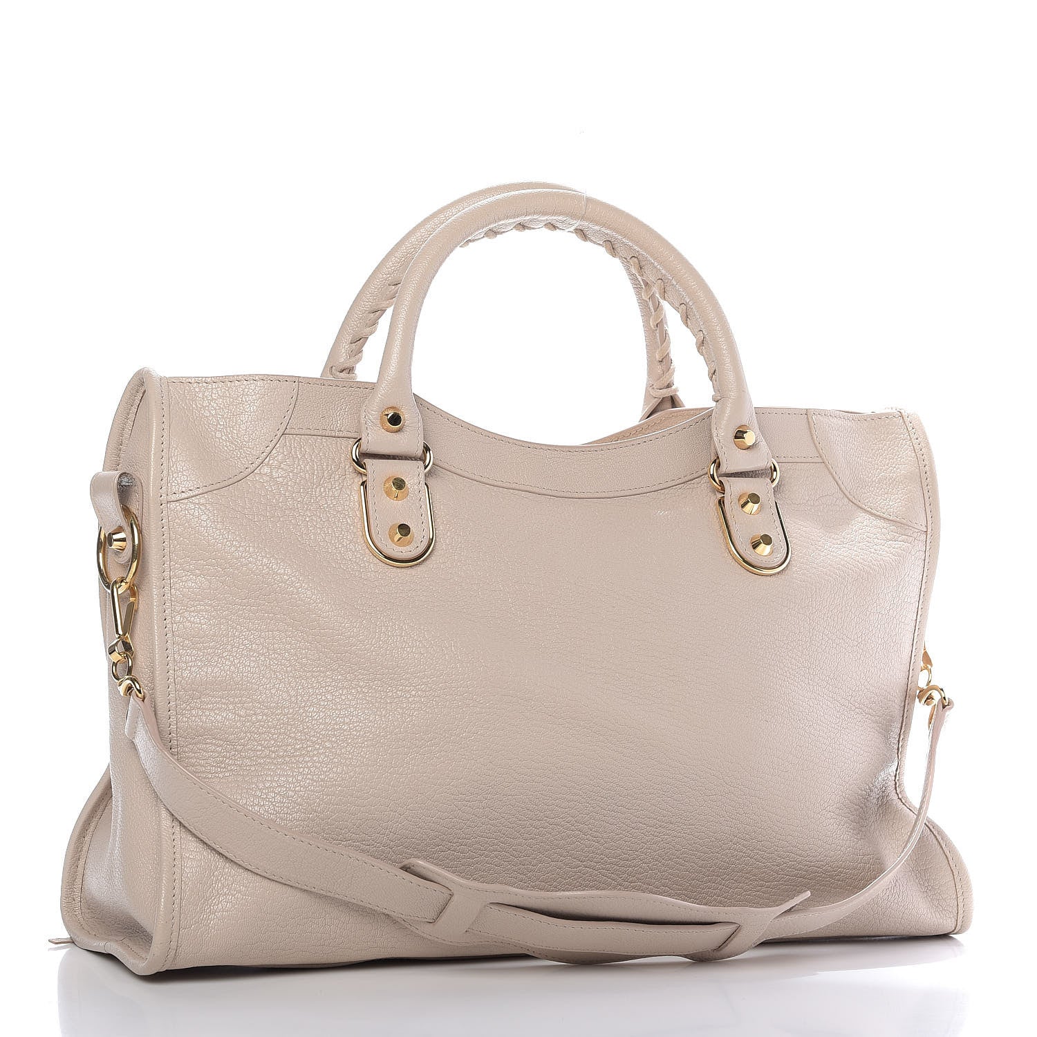 Balenciaga City Praline Beige Shiny Goat Leather Shoulder Bag