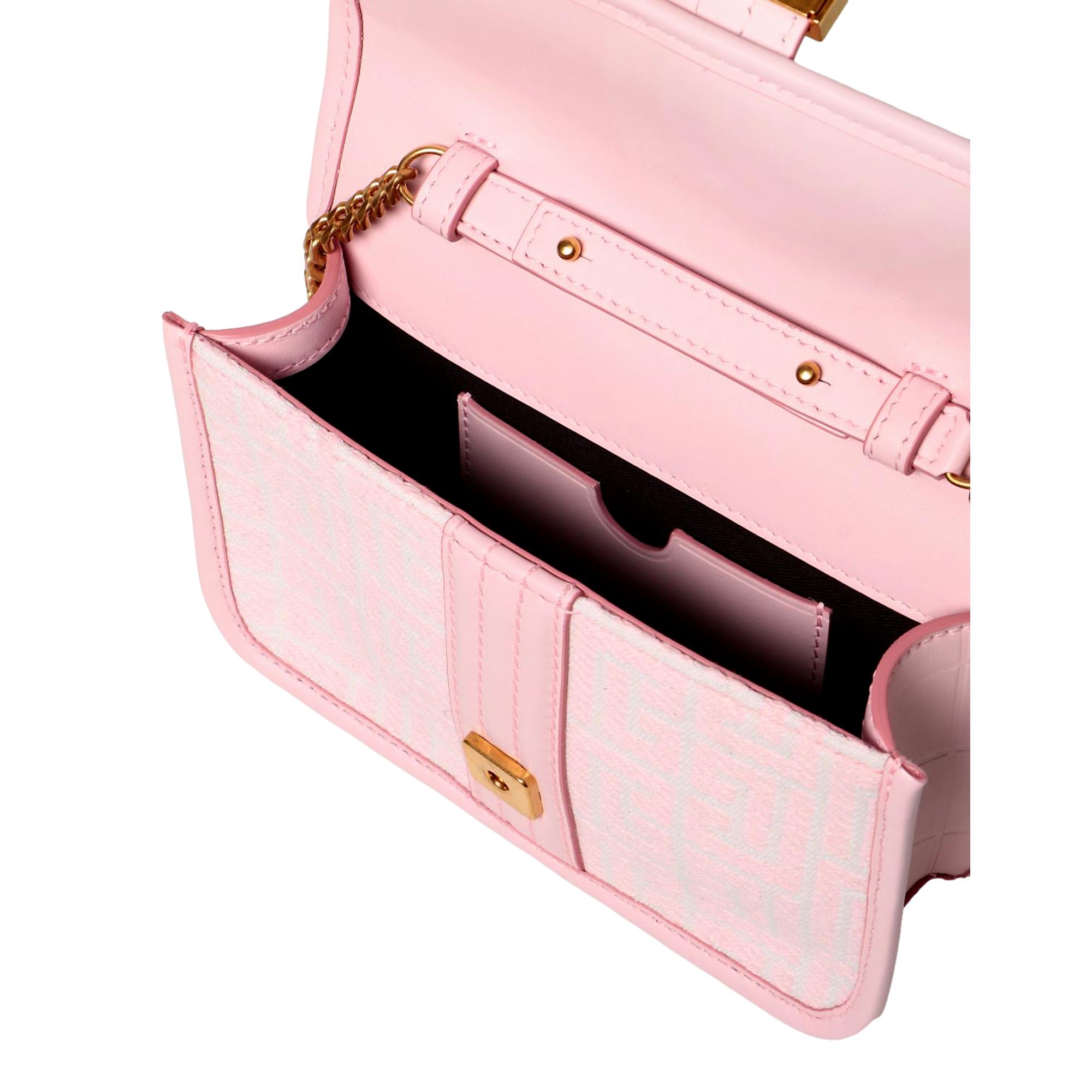 Balmain 1945 Monogram Jacquard Convertible Shoulder Belt Bag Pink White